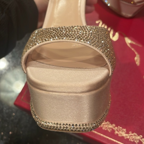 Rene Caovilla 130 MM Crystal Embellished Satin Platform Sandals - Picture 14 of 16